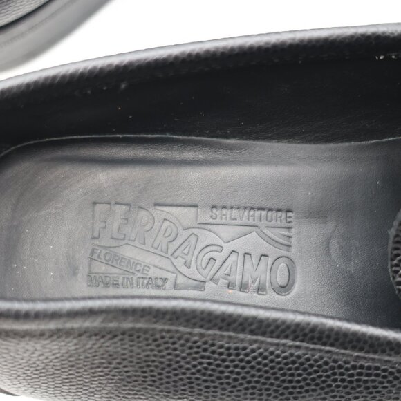 Salvatore Ferragamo Horse Bit Loafer Black Pebbled Leather Men's 12 D Slip On - Picture 10 of 10